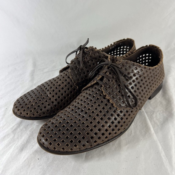 DOLCE & GABBANA Brown Perforated Leather Derby Shoes Made in Italy 8.5UK -9.5US - Picture 2 of 14